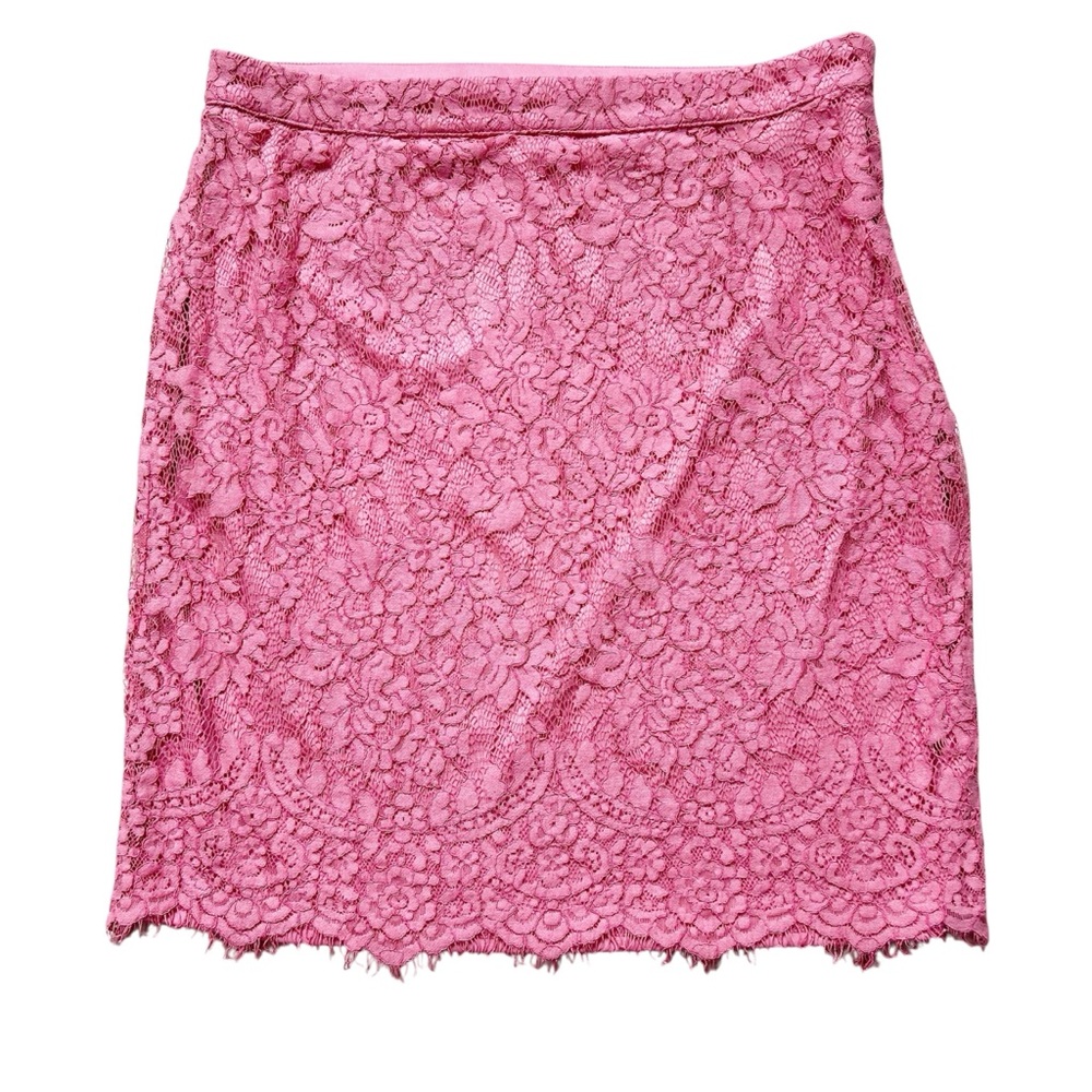 Simply Styled Blush Pink Lace Pencil Skirt Floral Feminine Size Large Zipper